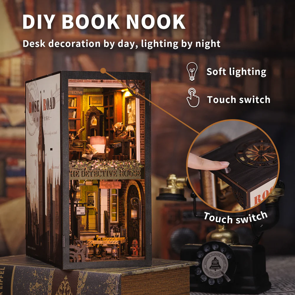 BOOK NOOK KIT - DIY - Rose Detective Agency - 322pc + LED Light