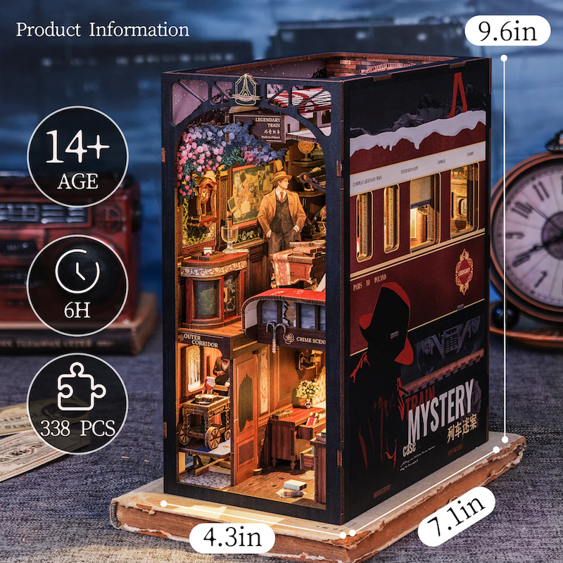 BOOK NOOK KIT - DIY - Mystery Train - 338pc + LED Light