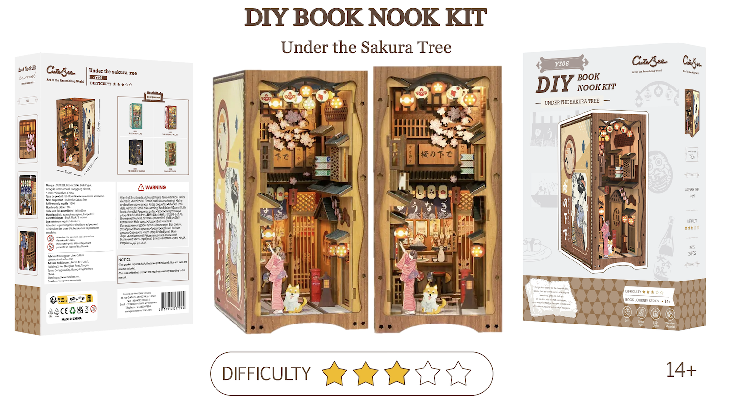 BOOK NOOK KIT - DIY - Under The Sakura Tree - 214pc + LED Light