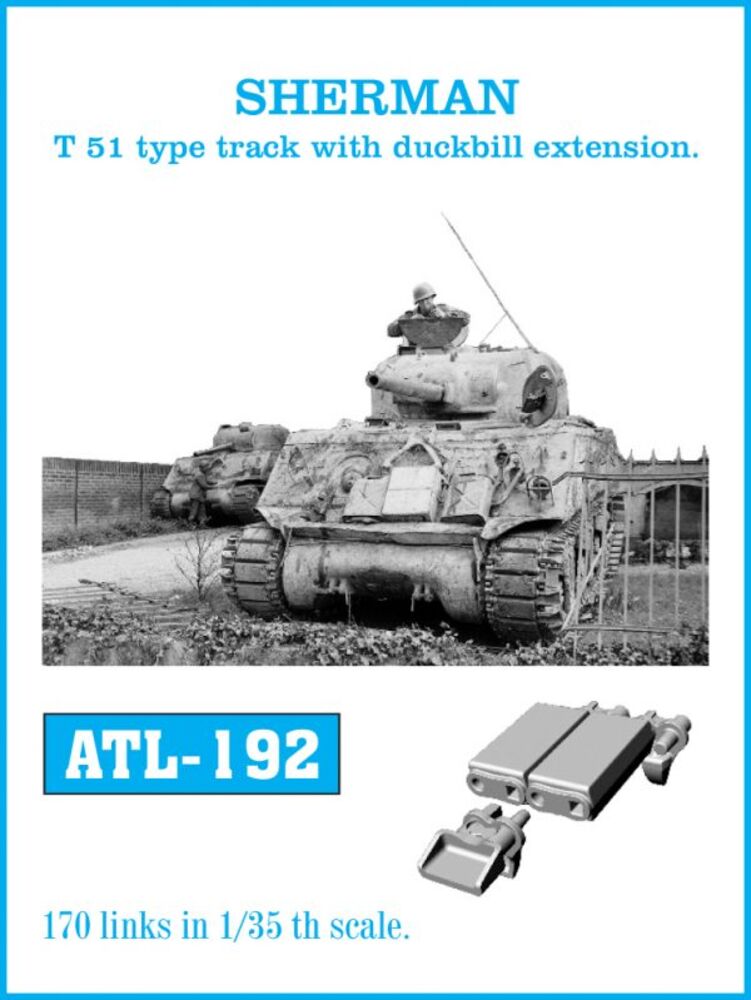 Tracks for SHERMAN T-51 type track with duckbill extension.