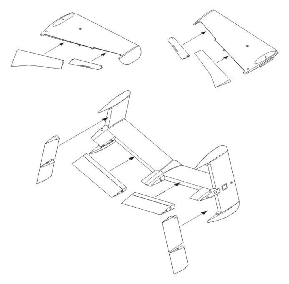 He 162A-2 Control surfaces f��r Tamiya Bausatz