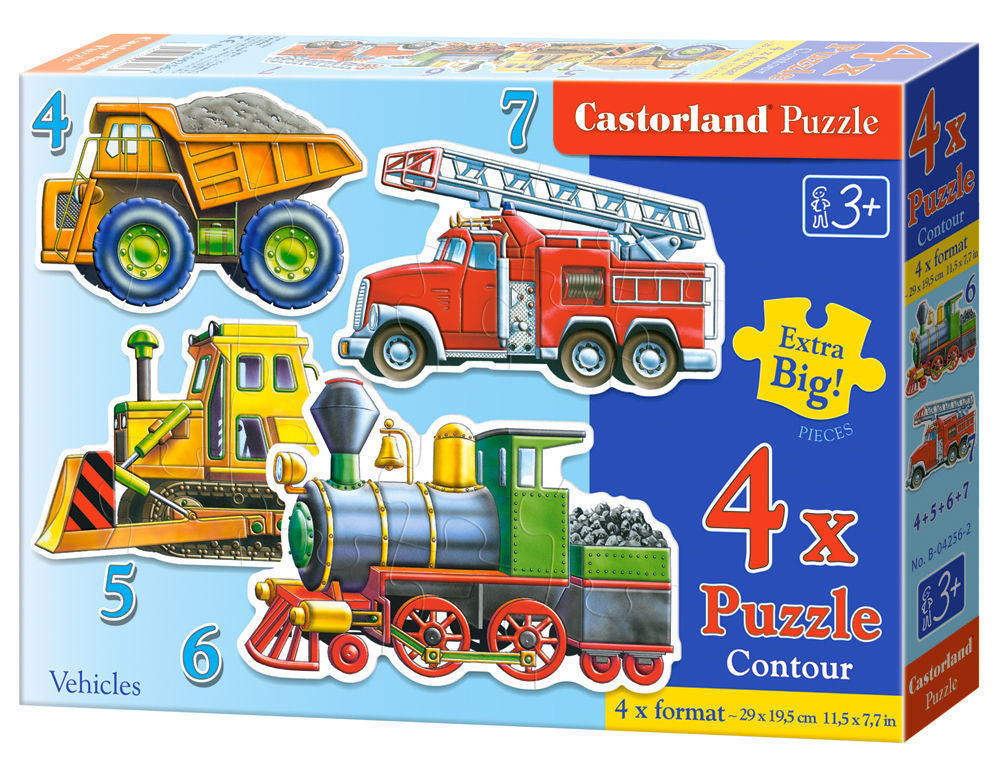 Vehicles, 4x Puzzle (4+5+6+7)Teile