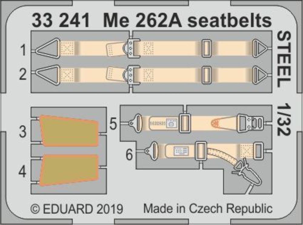 Me 262A seatbelts STEEL f. Revell