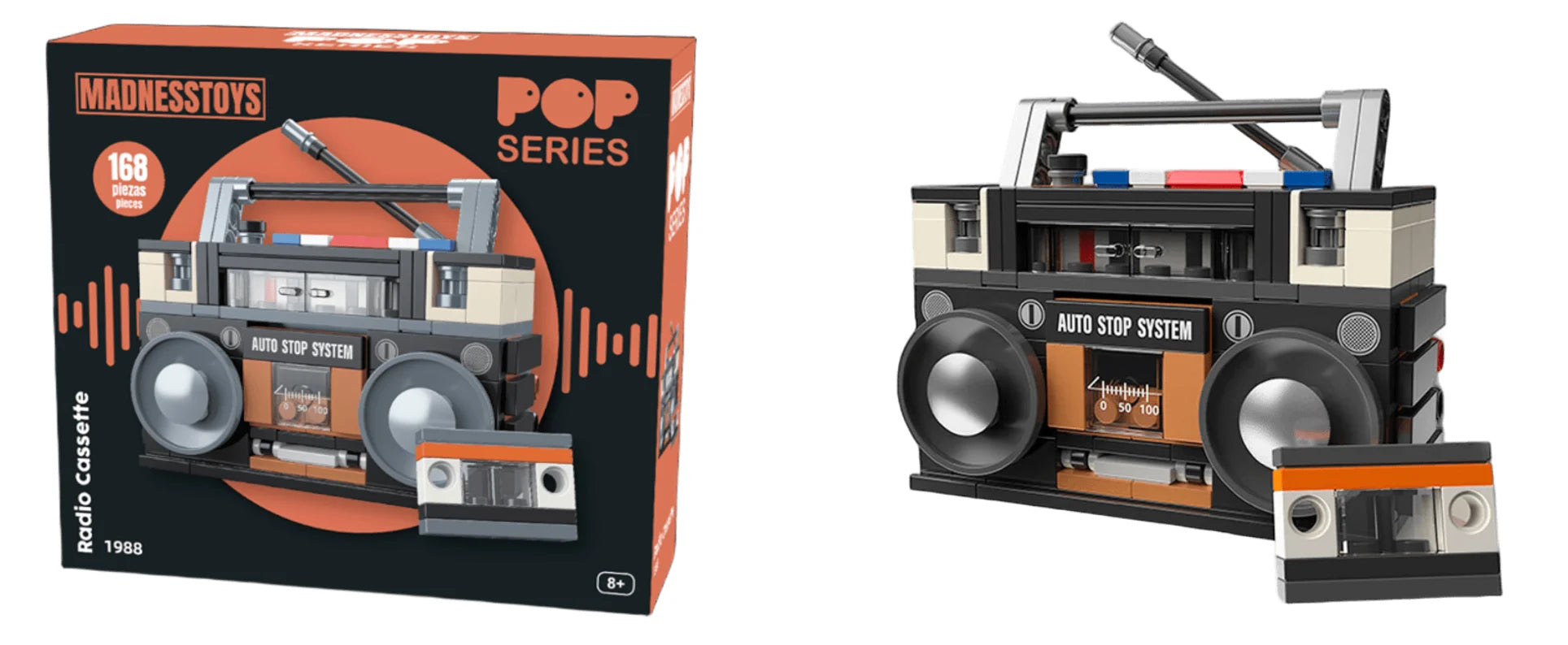POP SERIES - Construction Kit - 1988 Boombox Radio - 168pc