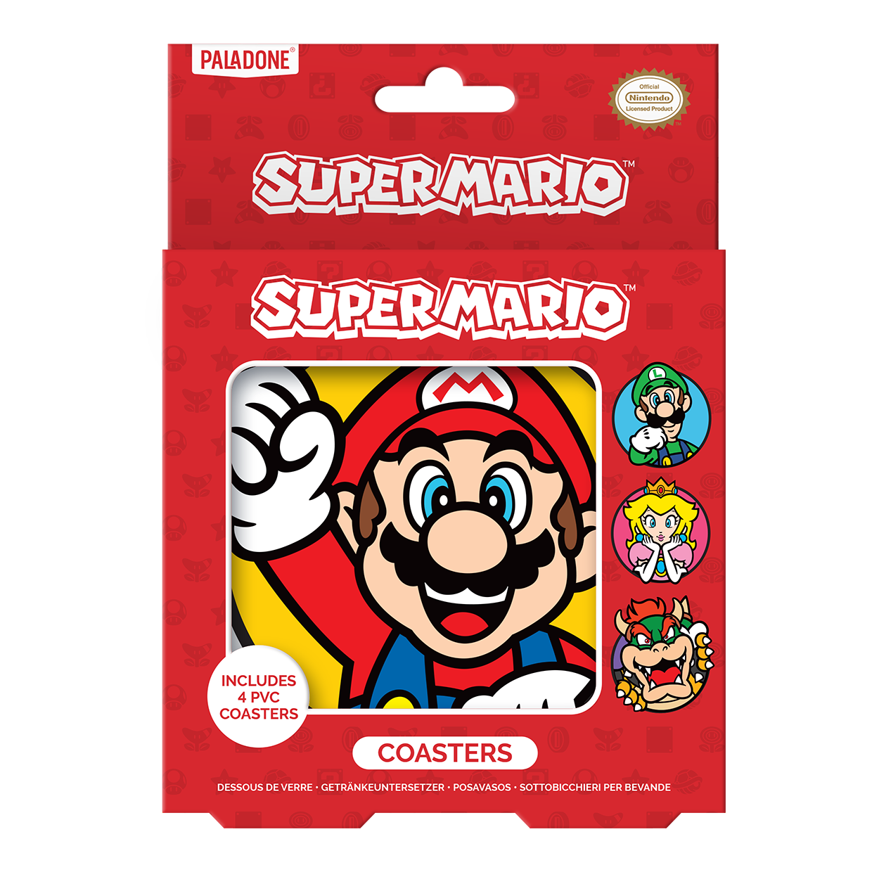 SUPER MARIO - Set of 4 Silicone Coasters