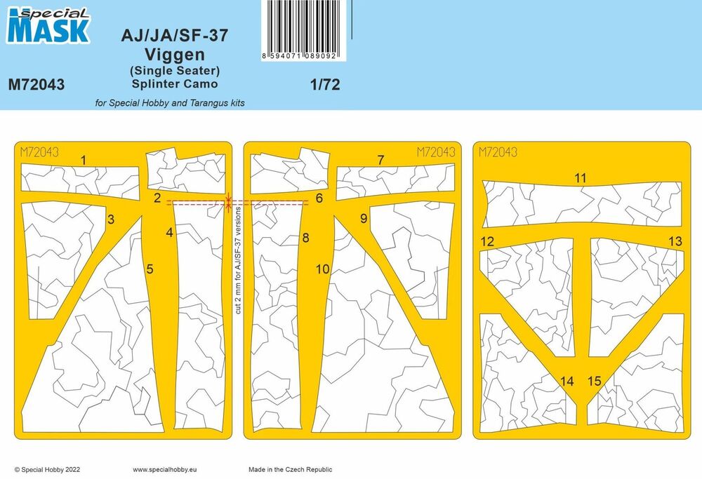 AJ/JA/SF-37 Viggen (Single Seater) Splinter Camo MASK