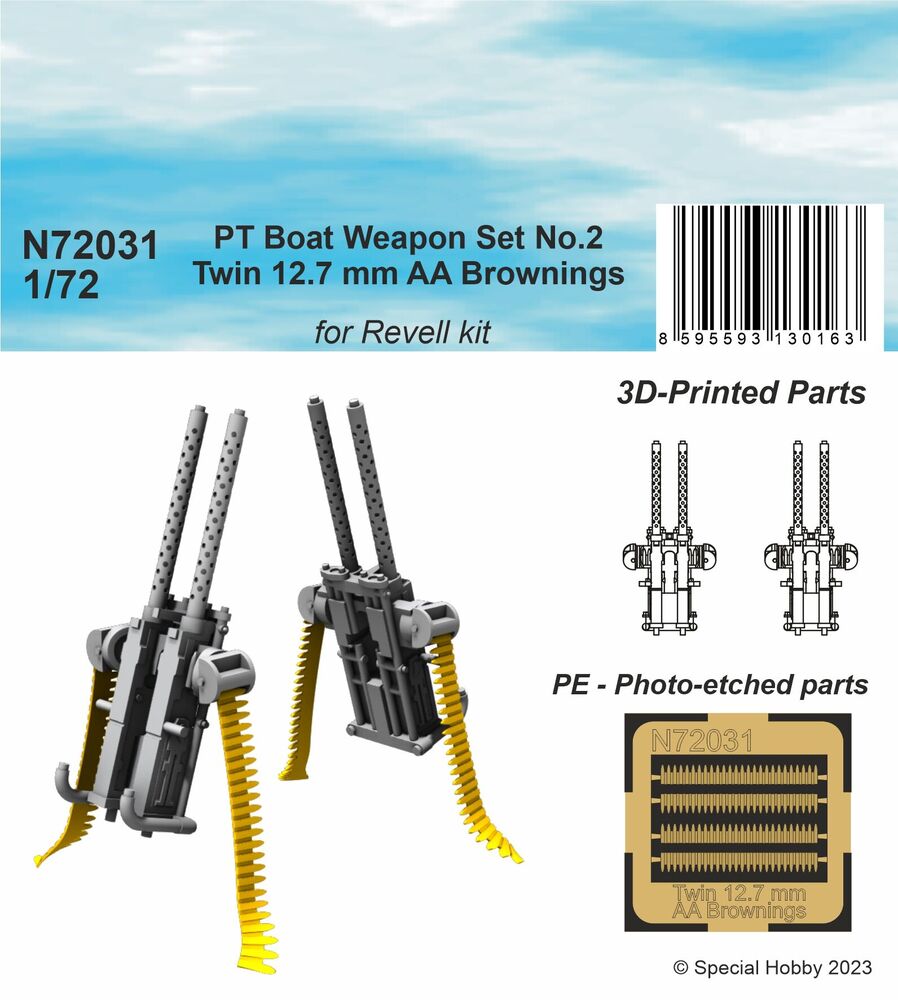 PT Boat Weapon Set No.2 - Twin 12.7 mm AA Brownings (2 printed pcs) 1/72