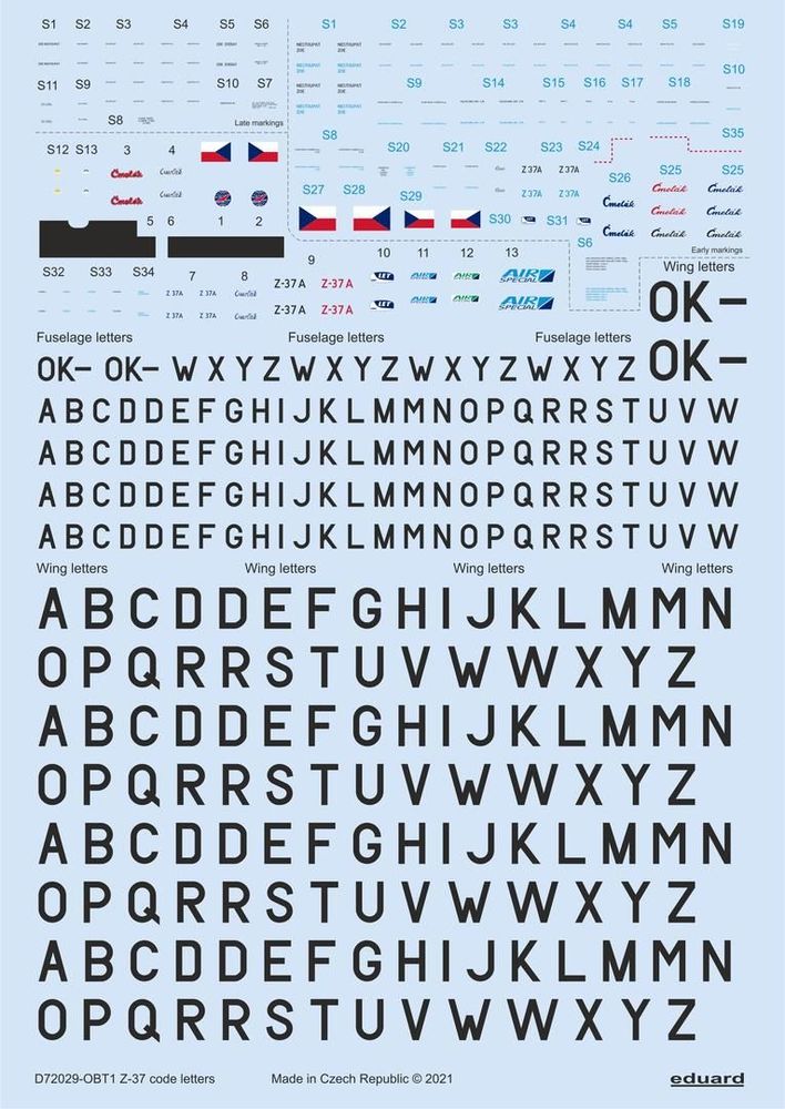 Z-37 stencils, code letters & labels for Eduard