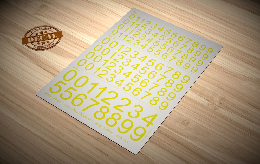 Decal Numbers - large, yellow