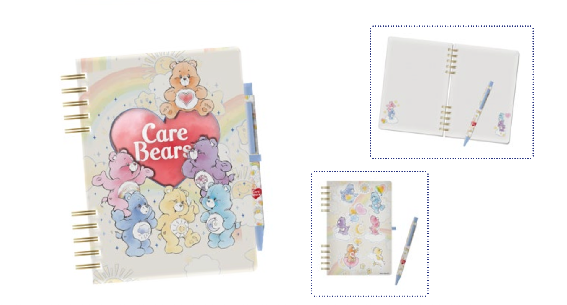 CARE BEAR - Heart - Pack Notebook + Pen + Stickers