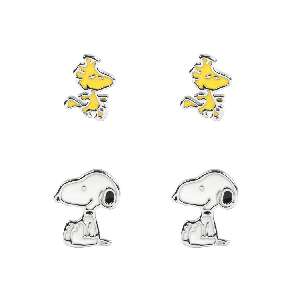 SNOOPY - 2 Pairs of Studs Earrings in Brass