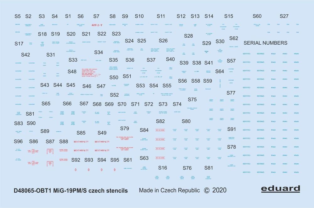 MiG-19 stencils Czech for Eduard