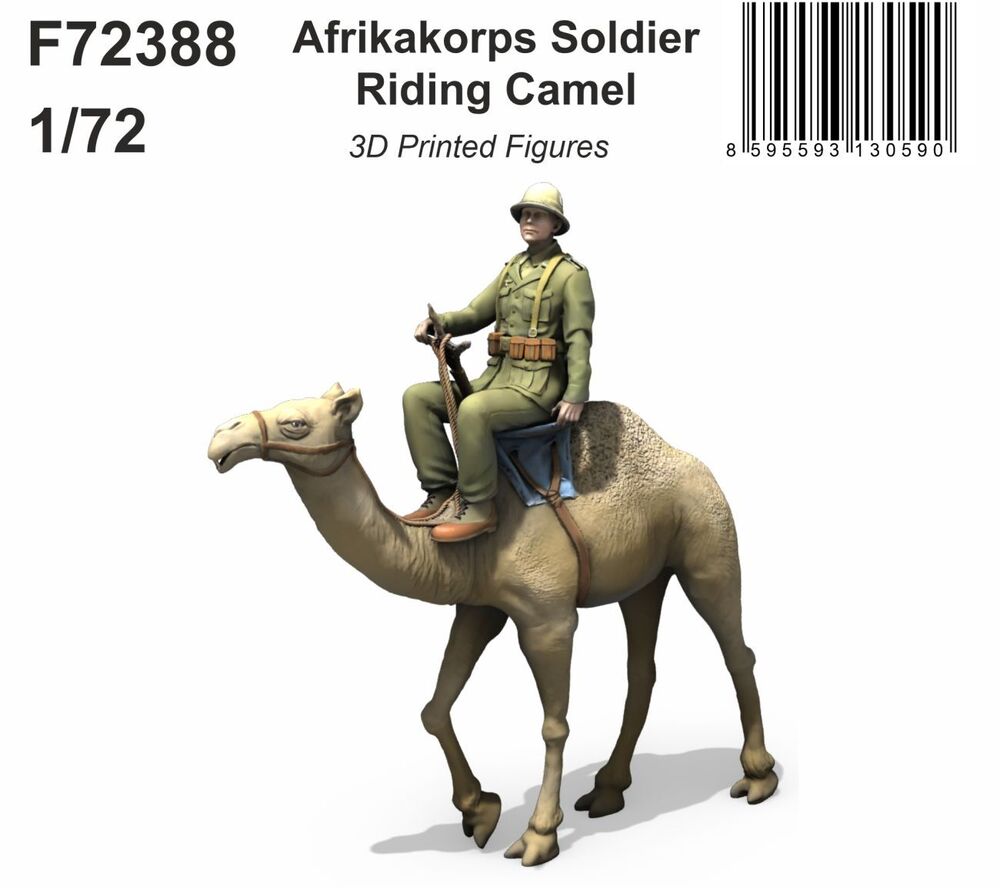 Afrikakorps Soldier Riding Camel 1/72 / 3D Printed