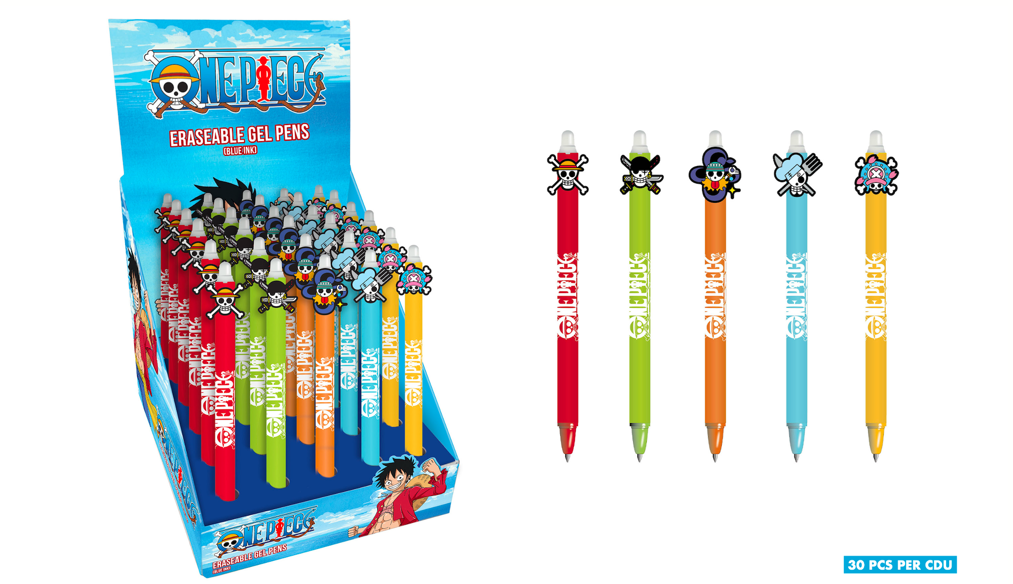 ONE PIECE - Head Topper Erasable Gel Pen (Display of 30 pcs)