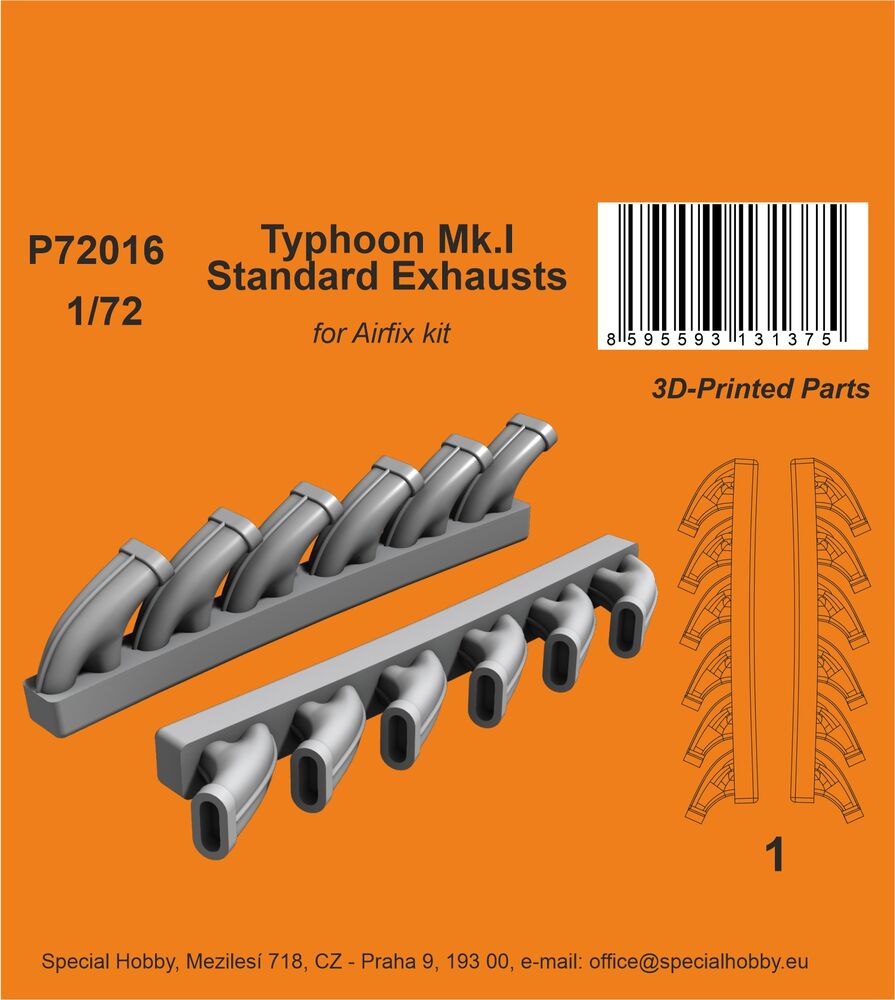 Typhoon Mk.I Standard Exhausts  / for Airfix kit