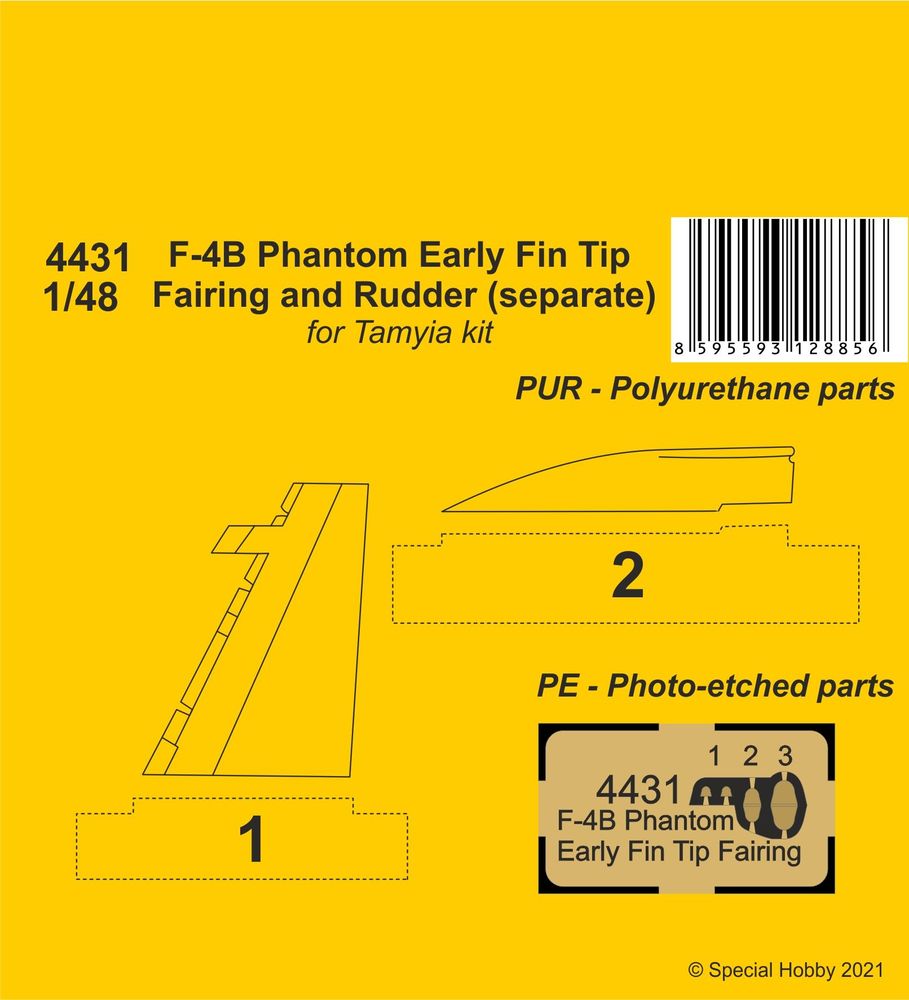 F-4B Phantom Early Fin Tip Fairing and Rudder (separate)