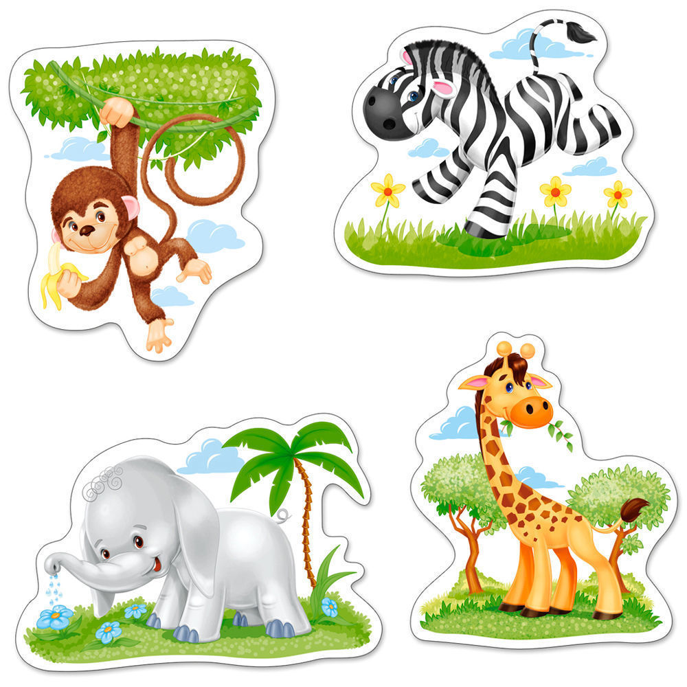 African Animals,4x Puzzle 3+4+6+9 Teile