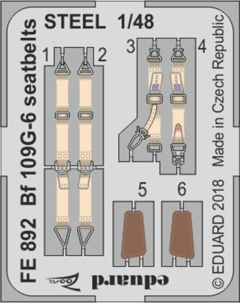 Bf 109G-6 seatbelts STEEL f.Tamiya