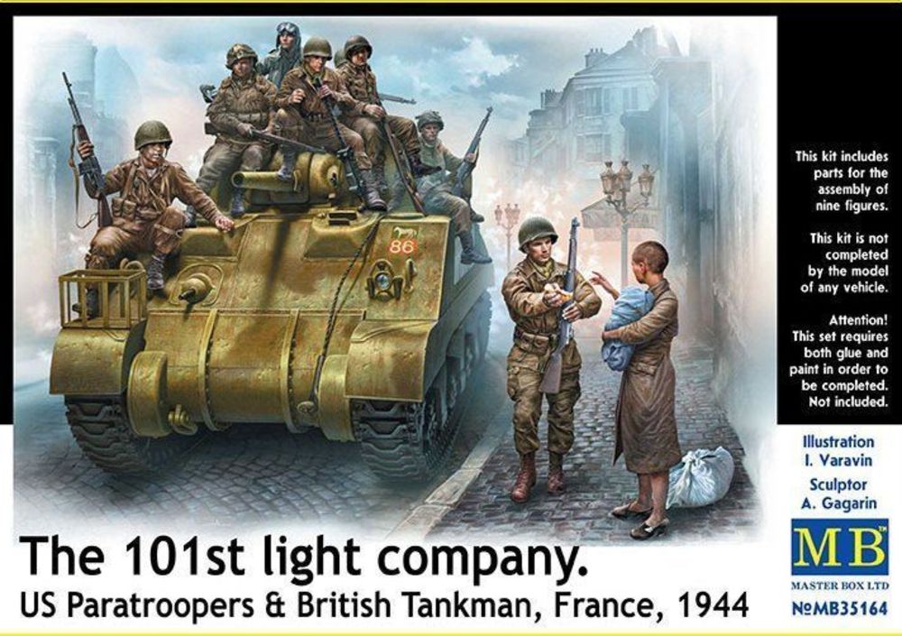 101th light company.US paratroopers and British tankmen