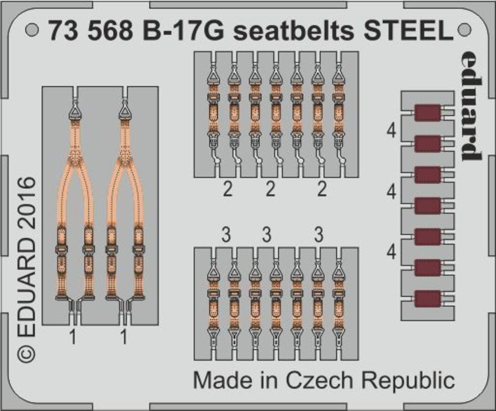 B-17G seatbelts STEEL for Airfix