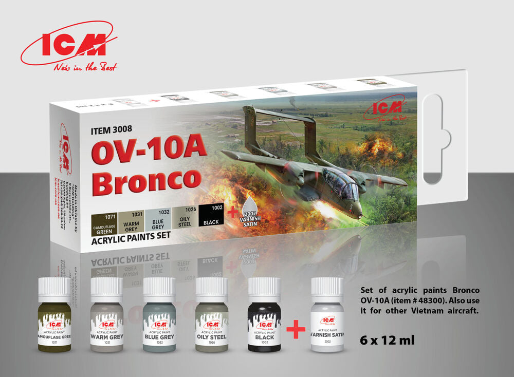 Acrylic paint set for OV-10A Bronco and other Vietnam aircraft 6 x12 ml