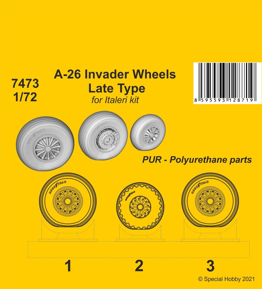 A-26 Invader Wheels Late Type / for Italeri kit