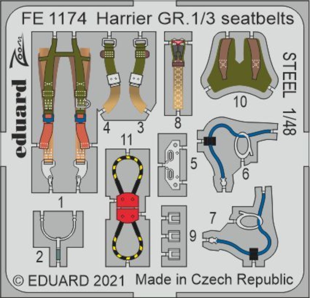 Harrier GR.1/3 seatbelts STEEL 1/48 for KINETIC