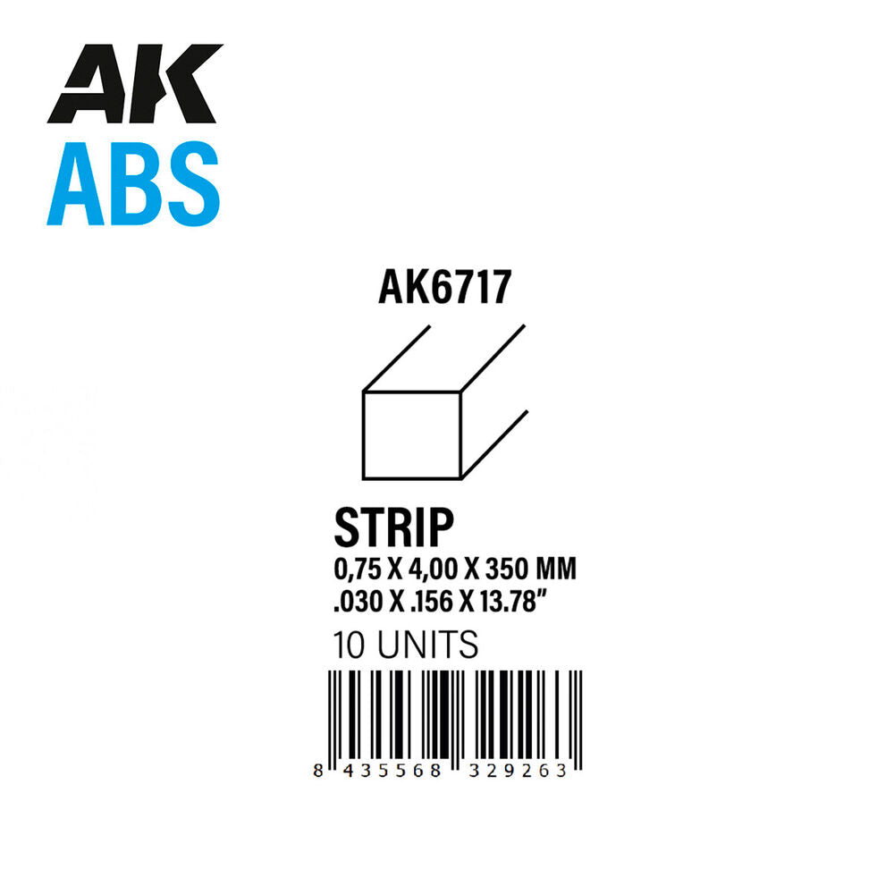 Strips 0.75 x 4.00 x 350mm - ABS STRIP