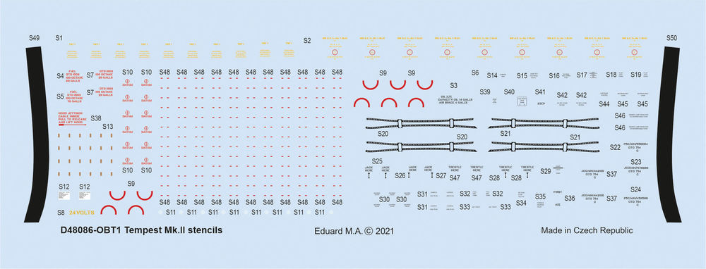 Tempest Mk.II stencils 1/48 for EDUARD/SPECIAL HOBBY