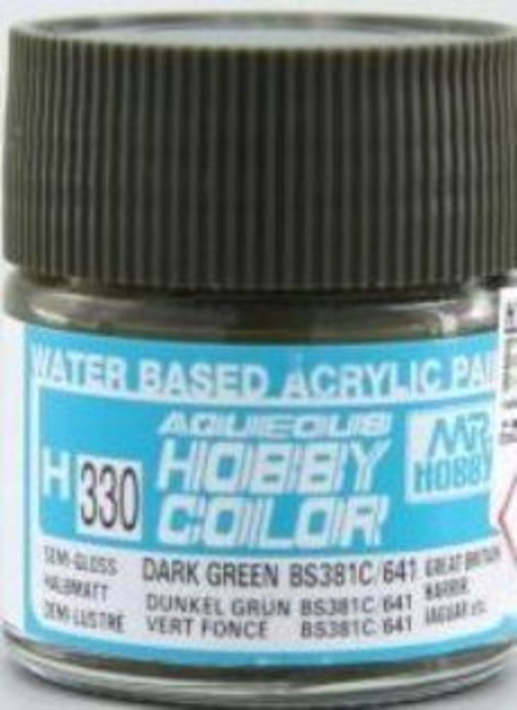 Mr Hobby -Gunze Aqueous Hobby Colors (10 ml) Dark Green BS381C/641