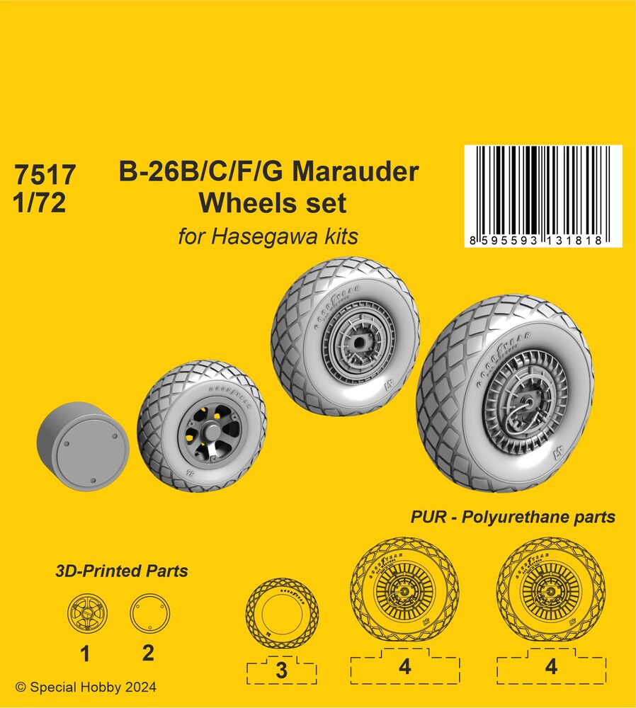 B-26B/C/F/G Marauder Wheels set / for Haseg. and Edu  kits