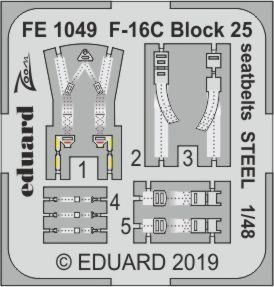 F-16C Block 25 seatbelts STEEL for Tamiya