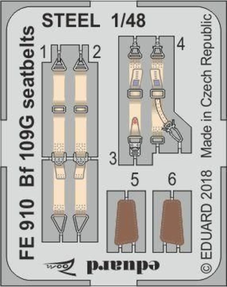 Bf 109G seatbelts STEEL for Eduard