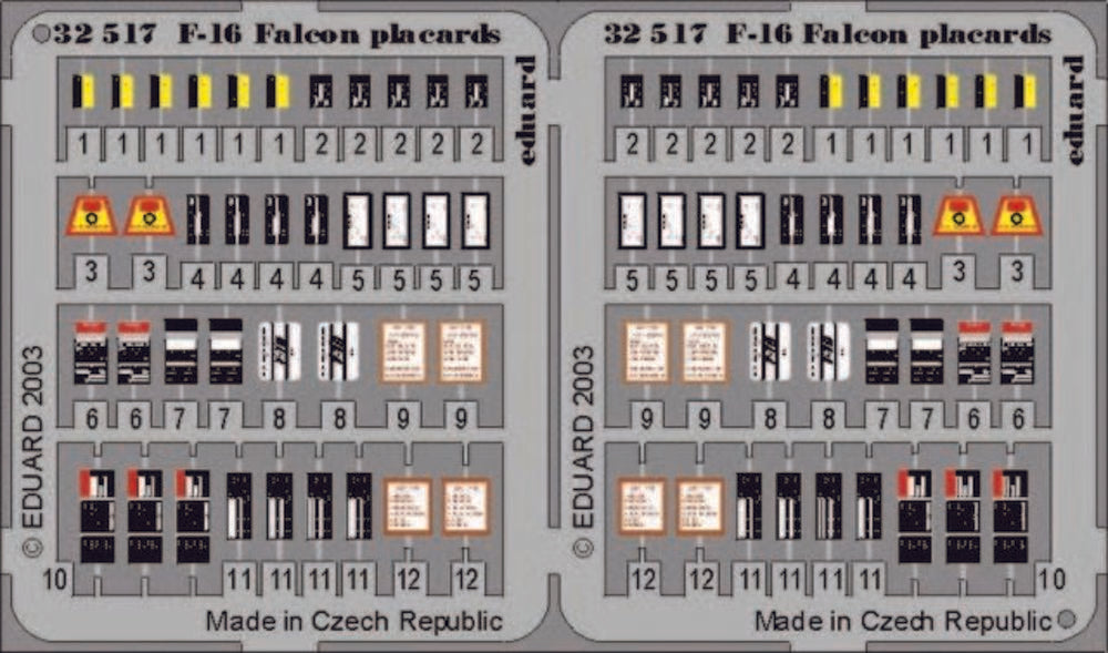 F-16 Falcon Placards f��r Hasegawa Bausatz