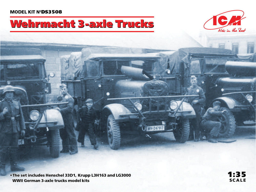 Wehrmacht 3-axle Trucks (Henschel 33D1, Krupp L3H163, LG3000)