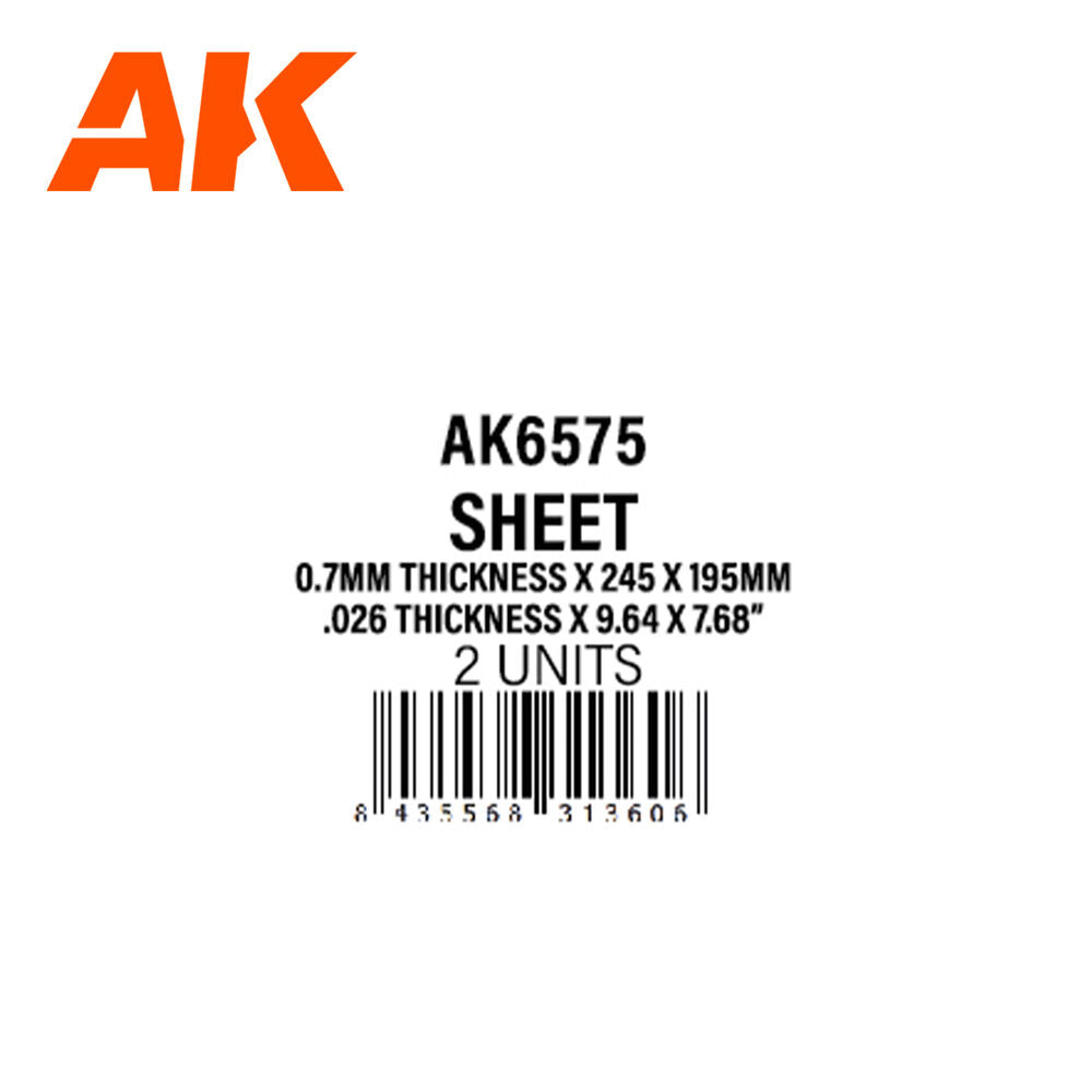 0.7mmthickness x 245 x 195mm - STYRENE SHEET