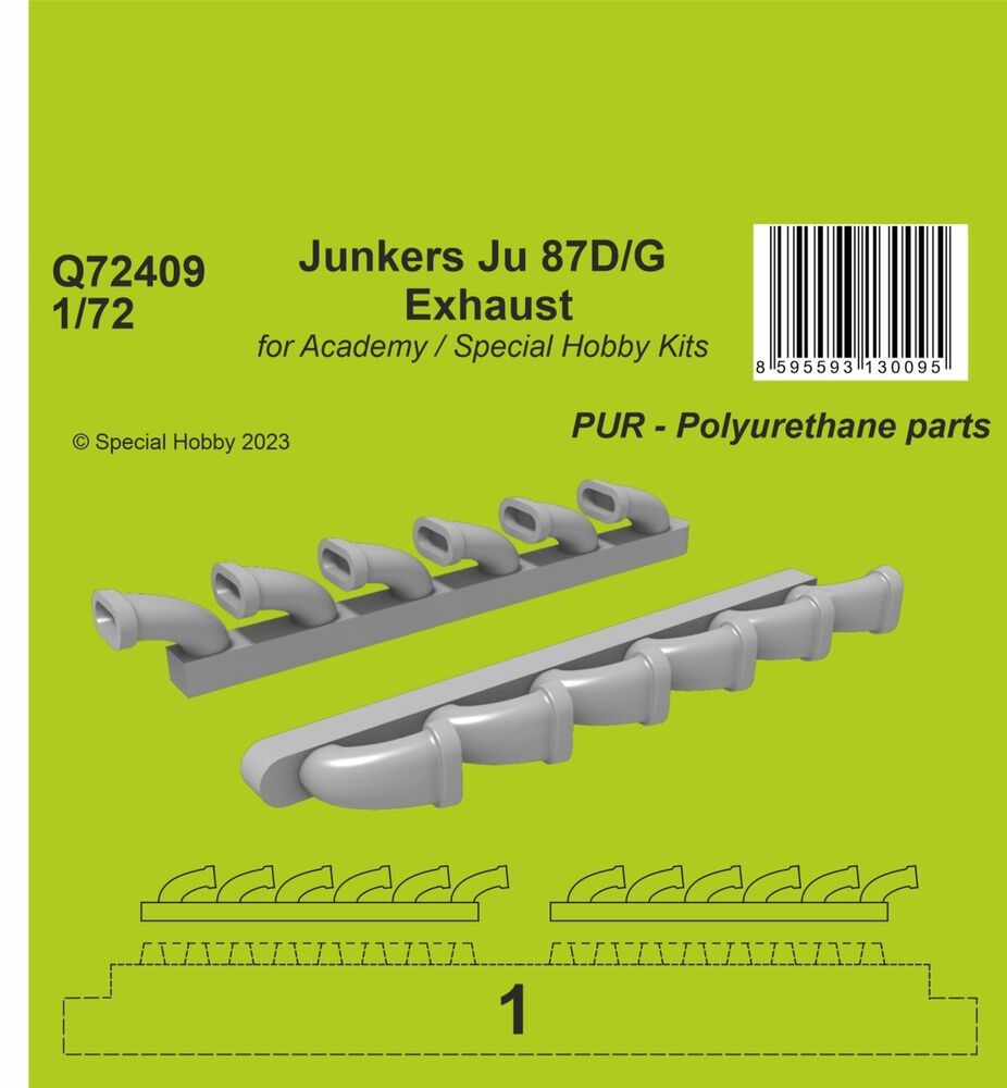 Junkers Ju 87D/G Exhaust 1/72 / for Academy and Special Hobby Kits