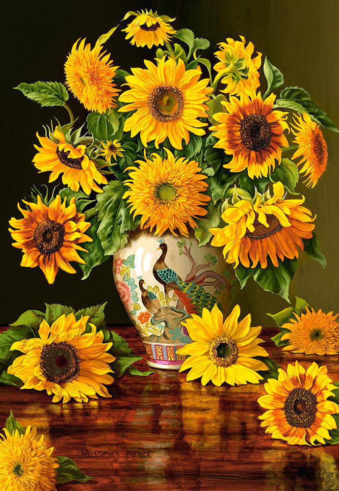 Sunflowers in a Peacock Vase,Puzzle 1000 Teile