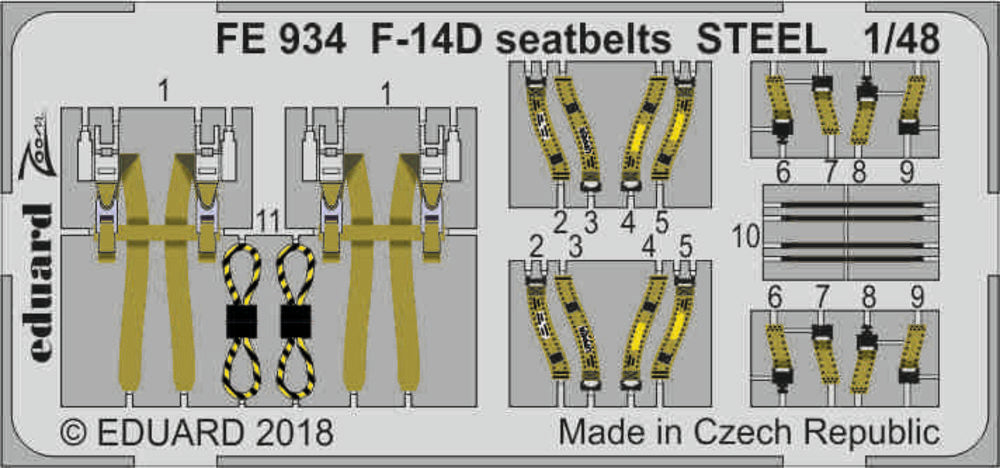 F-14D seatbelts STEEL for Tamiya