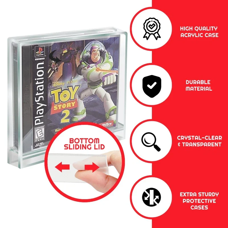 EVORETRO - PREMIUM Acrylic Case for PlayStation 1/Single CD pack of 2