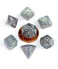 FanRoll Mini Dice Set Stardust Gray with Silver Numbers (7)