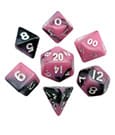 FanRoll Mini Dice Set Pink/Black with White Numbers (7)