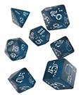 Shimmering Llama Dice Set Glittering dark Blue & White (7)