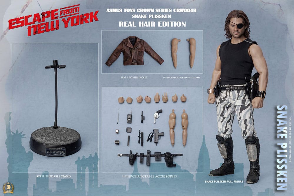 Escape from New York Crown Series Action Figure 1/6 Snake Plissken (Real Hair Version) 30 cm