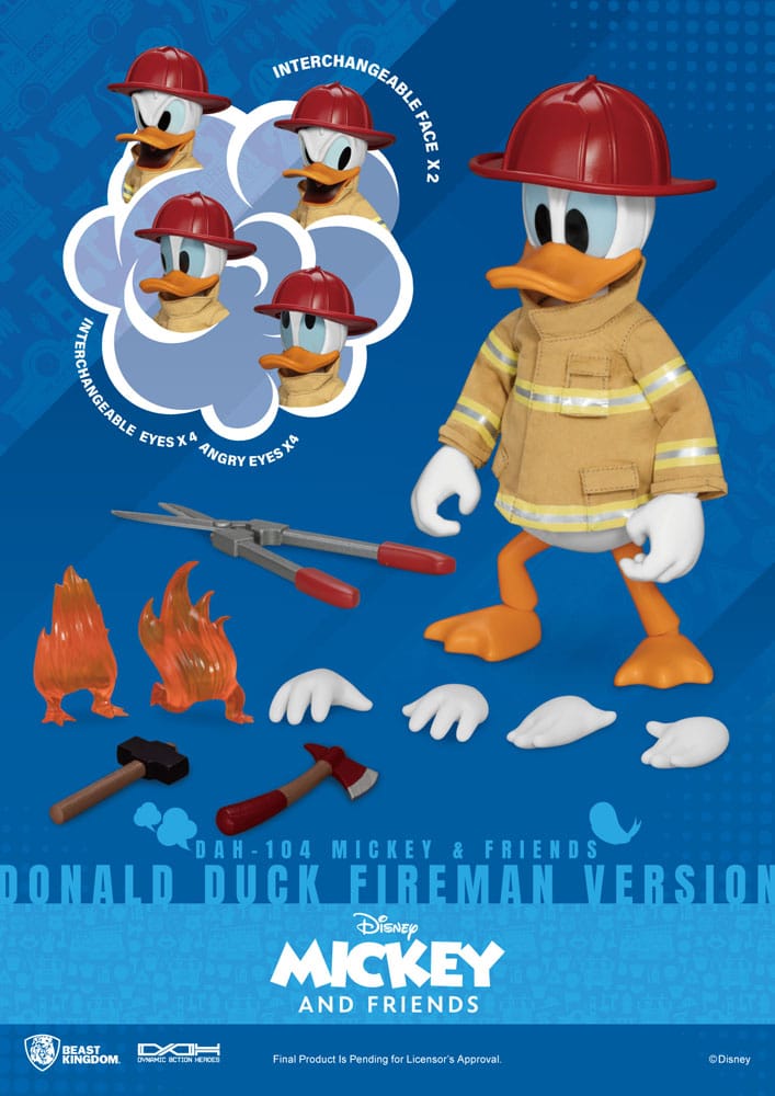 Mickey &amp; Friends Dynamic 8ction Heroes Action Figure 1/9 Donald Duck Fireman Ver. 24 cm