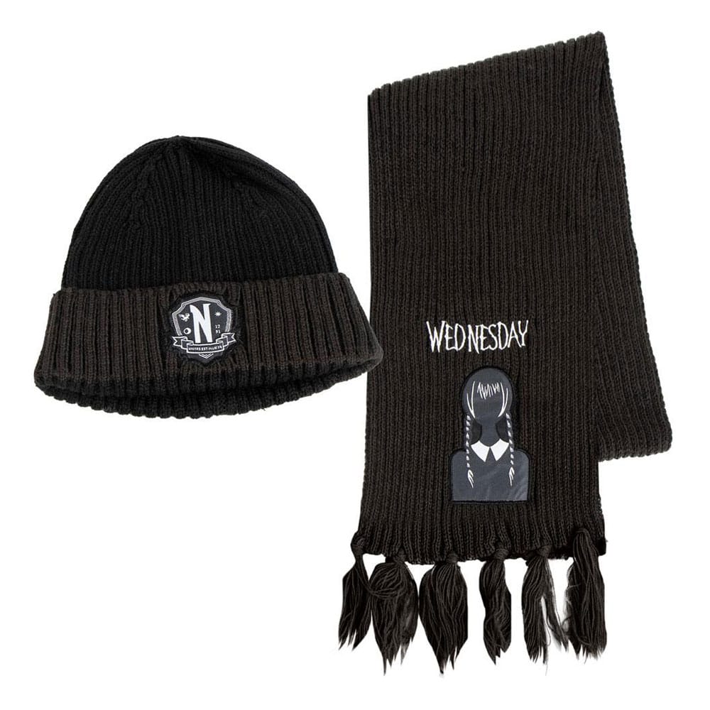 Wednesday Beanie & Scarf Set Nevermore