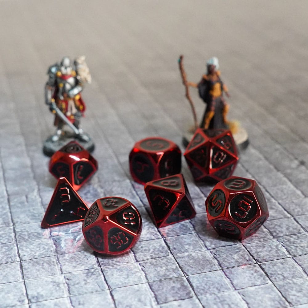 FanRoll  Dice Set Red with Black Enamel (7)