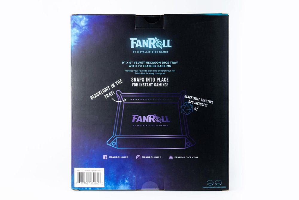 FanRoll Shadowlight Folding Blacklight Dice Tray Black