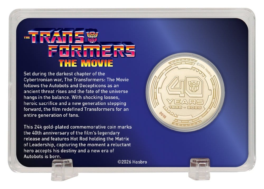Transformers Collectable Coin The Movie 40th Anniversary Limited Edition 24k Gold Plated