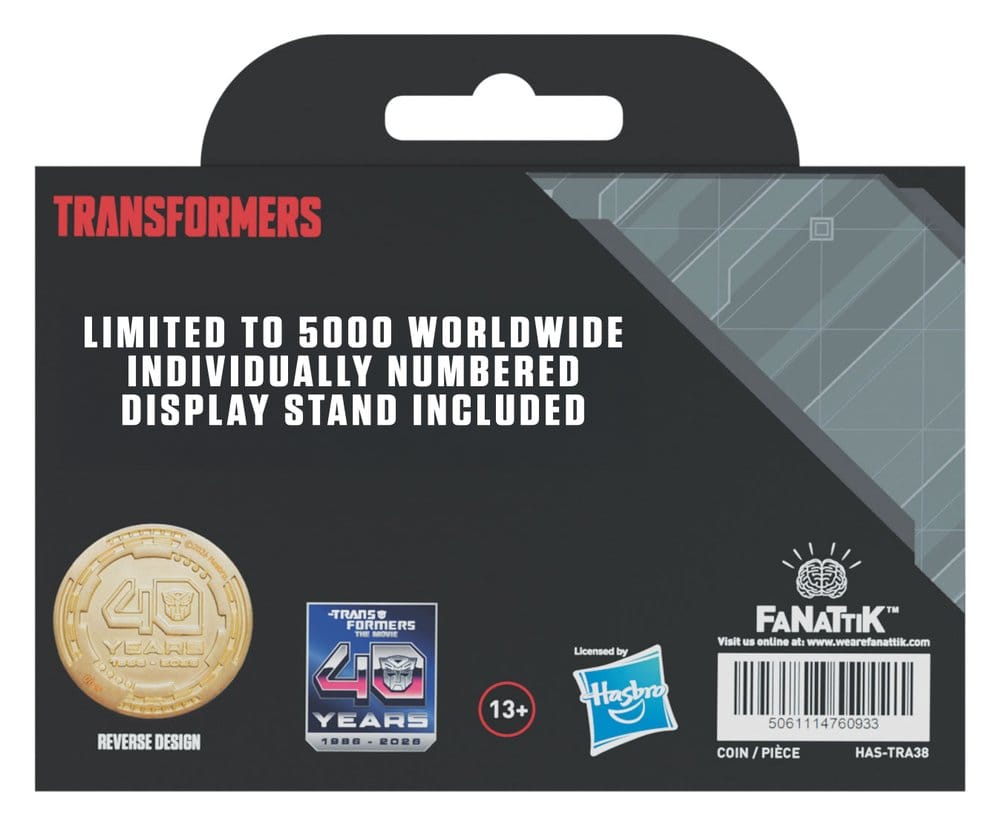 Transformers Collectable Coin The Movie 40th Anniversary Limited Edition 24k Gold Plated